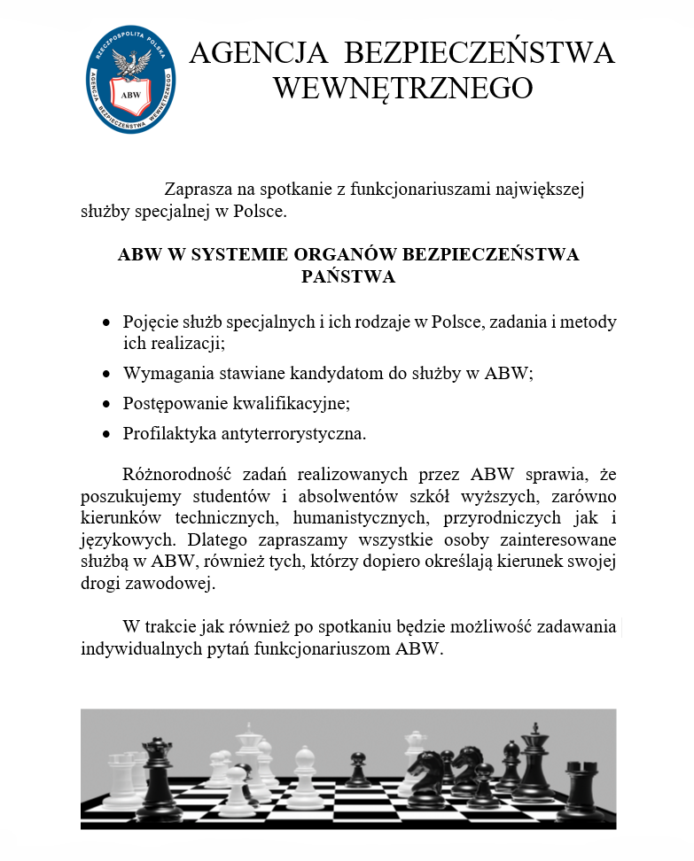 Ogłoszenie o spotkaniu z funkcjonariuszami ABW