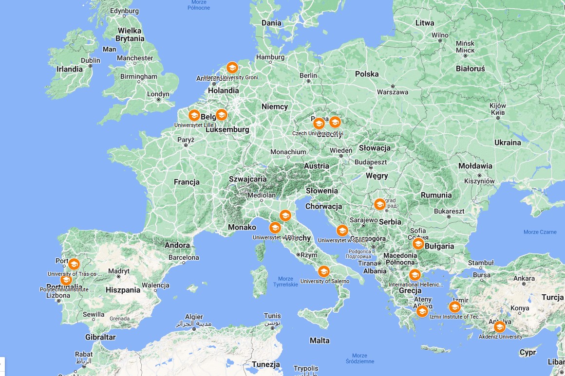 Uczelnie partnerskie WZIM w programie Erasmus+